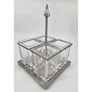 Southern Living At Home Astoria Flatware Silverware Utensil Glass Inserts Caddy